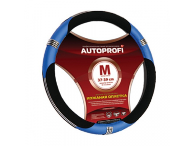 Оплетка "АВТОПРОФИ" имитация нат.кожи черная AP-150 BK/BL M 1/20