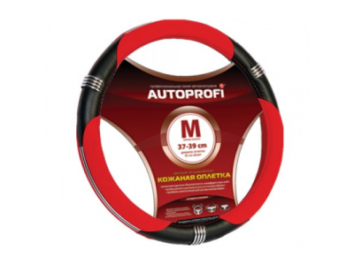 Оплетка "АВТОПРОФИ" имитация нат.кожи черная AP-150 BK/RD M 1/20