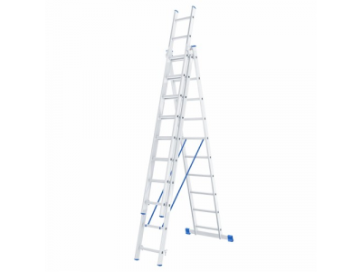 Лестница, 3 х 10 ступеней, алюминиевая, трехсекционная // СИБРТЕХ // Pоссия