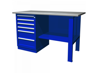 Верстак с одной тумбой — тумба с 6 ящиками, 1390х686х845 мм