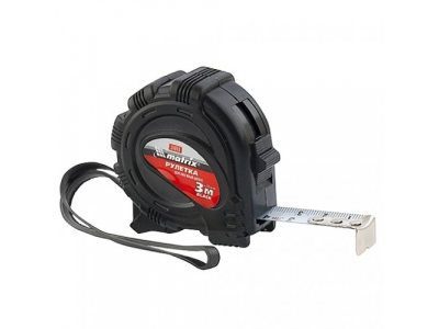 Рулетка Black, 3 м х 16 мм, обрезиненный корпус// MATRIX