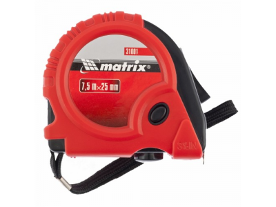 Рулетка Rubber, 7,5 м х 25 мм, обрезиненный корпус// MATRIX