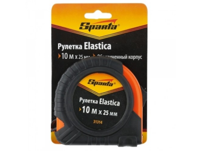 Рулетка Elastica, 10 м х 25 мм, обрезиненный корпус// SPARTA