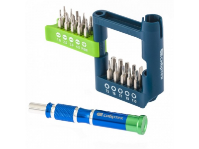 Отвертка для точных работ с набором бит, 21 шт, CrV Сибртех