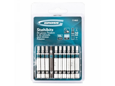 Набор бит HEX 4х50, сталь S2, 10 шт //GROSS