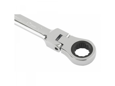 Ключ комбинированный трещоточный, 17мм, CrV, шарнирный, зерк.хром// MATRIX PROFESSIONAL