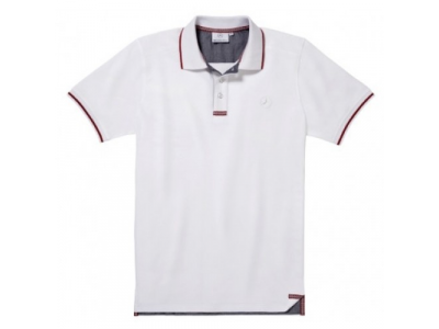 Мужская футболка поло Mercedes-Benz Men's Polo Shirt, White / Red details, артикул B66956739