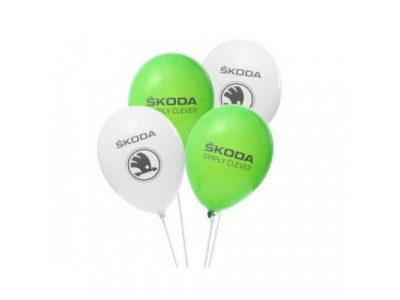 Воздушные шары Skoda в двух цветах: белый и зеленый, артикул 000087703CN